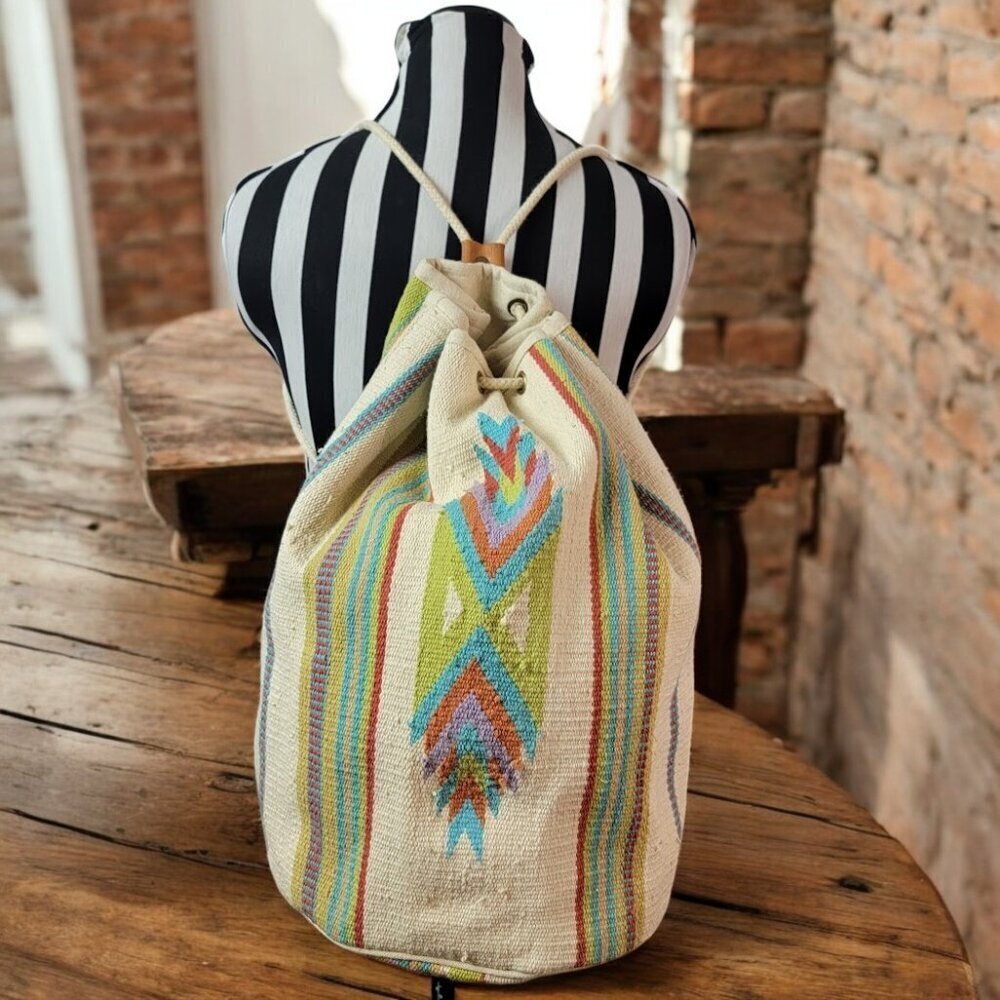 Bohemian Backpack - Saddle Blanket Drawstring Rucksack - Beach Gym Weekends
